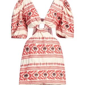 Johanna Ortiz Red and Cream Patterned Dress